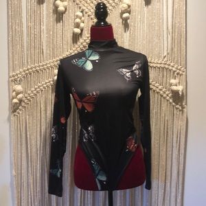 Butterfly Turtleneck Bodysuit